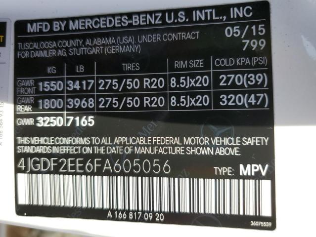 Photo 12 VIN: 4JGDF2EE6FA605056 - MERCEDES-BENZ GL 350 BLU 