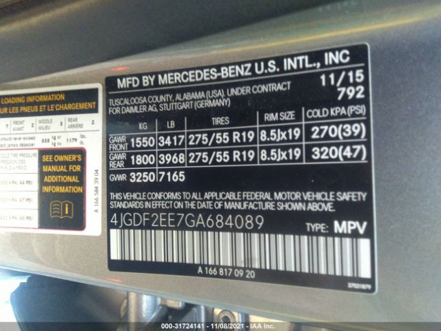 Photo 8 VIN: 4JGDF2EE7GA684089 - MERCEDES-BENZ GL-CLASS 