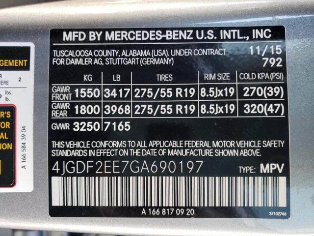 Photo 9 VIN: 4JGDF2EE7GA690197 - MERCEDES-BENZ GL 350 BLU 