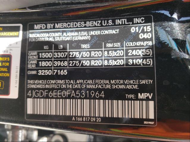 Photo 9 VIN: 4JGDF6EE0FA531964 - MERCEDES-BENZ GL 450 