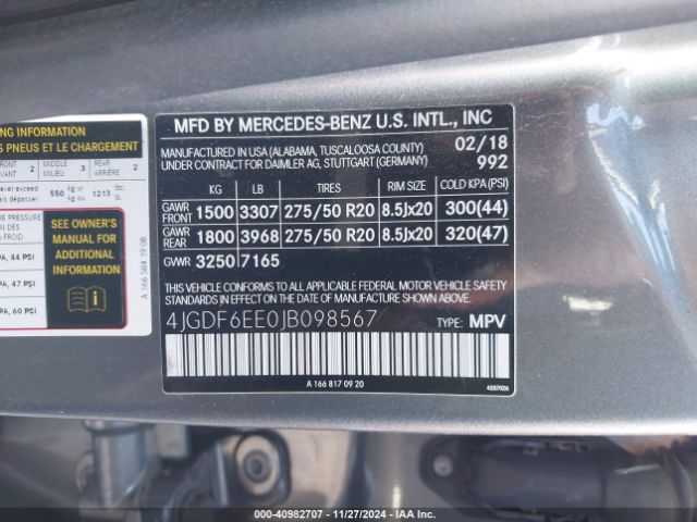 Photo 8 VIN: 4JGDF6EE0JB098567 - MERCEDES-BENZ GLS-CLASS 