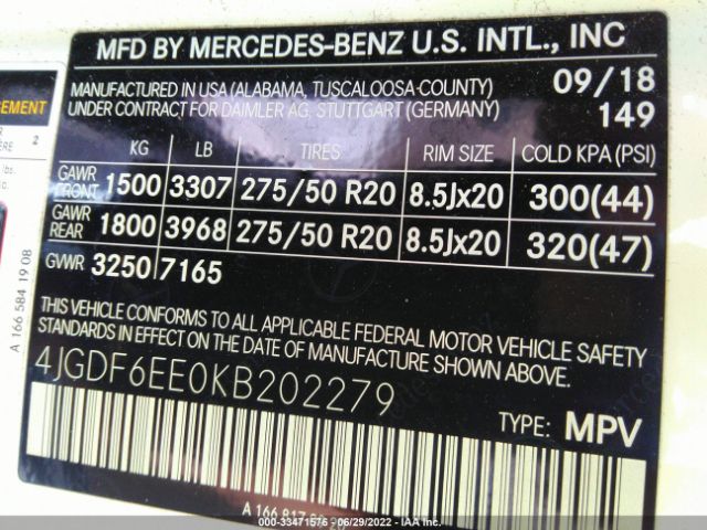 Photo 8 VIN: 4JGDF6EE0KB202279 - MERCEDES-BENZ GLS 