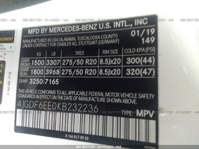 Photo 8 VIN: 4JGDF6EE0KB232236 - MERCEDES-BENZ GLS 