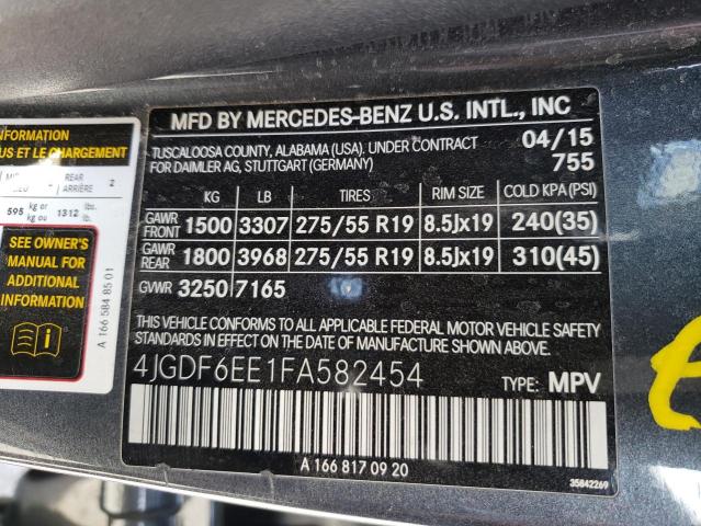 Photo 9 VIN: 4JGDF6EE1FA582454 - MERCEDES-BENZ GL 450 4MA 