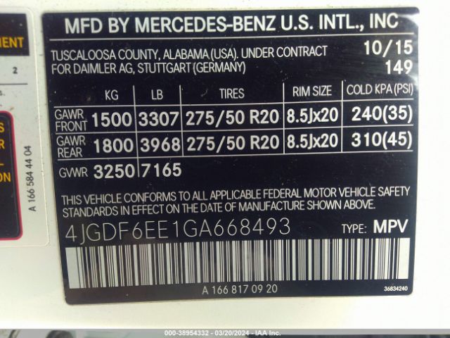 Photo 8 VIN: 4JGDF6EE1GA668493 - MERCEDES-BENZ GL 450 