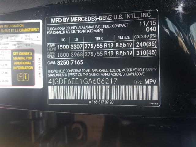 Photo 9 VIN: 4JGDF6EE1GA686217 - MERCEDES-BENZ GL 450 4MA 