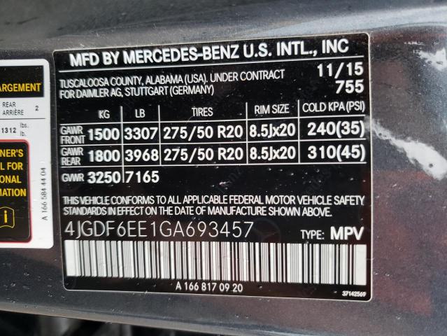 Photo 12 VIN: 4JGDF6EE1GA693457 - MERCEDES-BENZ GL 450 4MA 