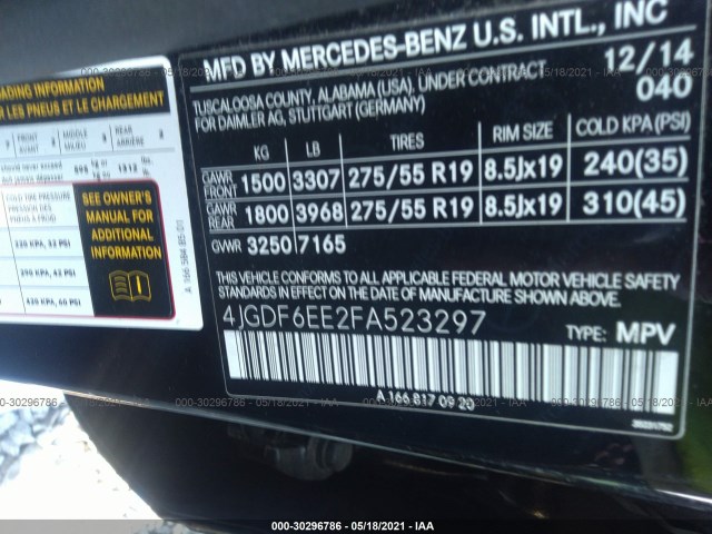 Photo 8 VIN: 4JGDF6EE2FA523297 - MERCEDES-BENZ GL 450 4MA 