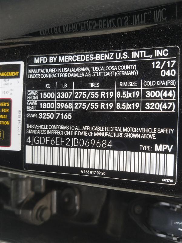 Photo 9 VIN: 4JGDF6EE2JB069684 - MERCEDES-BENZ GLS 450 4M 