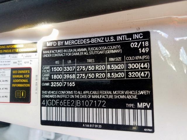 Photo 9 VIN: 4JGDF6EE2JB107172 - MERCEDES-BENZ GLS 