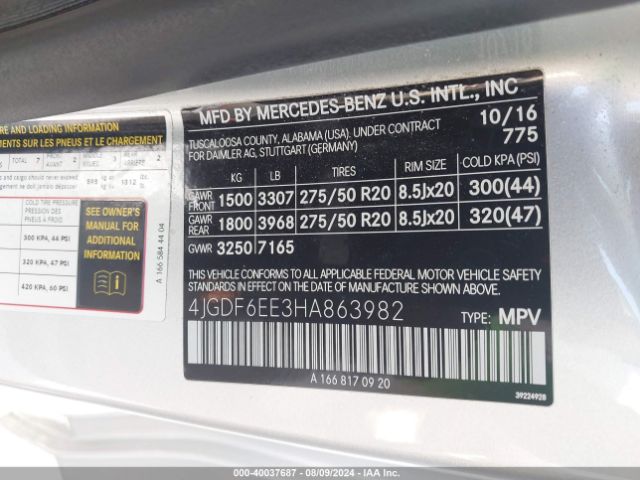 Photo 8 VIN: 4JGDF6EE3HA863982 - MERCEDES-BENZ GLS-CLASS 