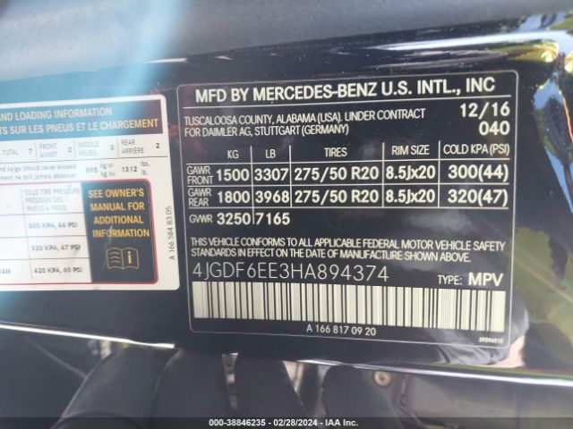 Photo 8 VIN: 4JGDF6EE3HA894374 - MERCEDES-BENZ GLS 450 