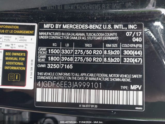 Photo 8 VIN: 4JGDF6EE3JA999101 - MERCEDES-BENZ GLS-CLASS 