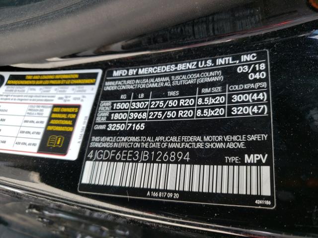 Photo 9 VIN: 4JGDF6EE3JB126894 - MERCEDES-BENZ GLS 450 