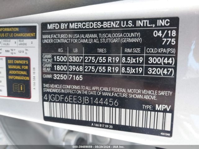 Photo 8 VIN: 4JGDF6EE3JB144456 - MERCEDES-BENZ GLS-CLASS 