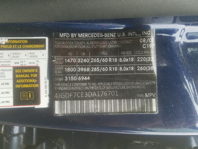 Photo 9 VIN: 4JGDF6EE4FA505559 - MERCEDES-BENZ GL 450 4MA 