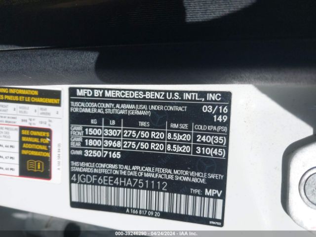 Photo 8 VIN: 4JGDF6EE4HA751112 - MERCEDES-BENZ GLS 450 