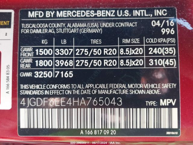 Photo 8 VIN: 4JGDF6EE4HA765043 - MERCEDES-BENZ GLS-CLASS 