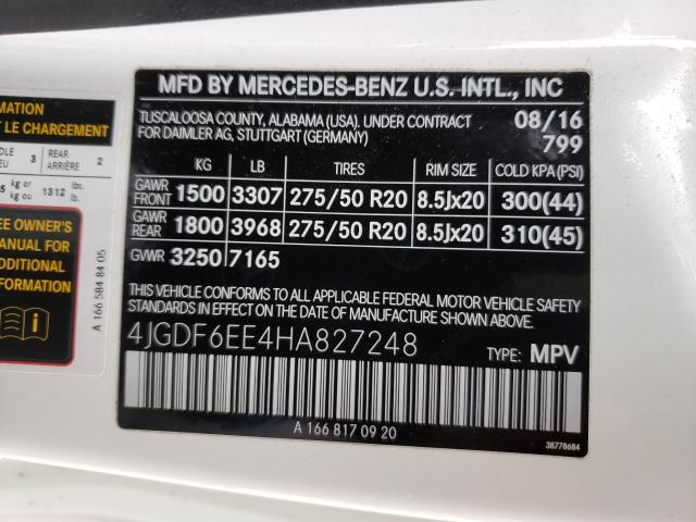 Photo 9 VIN: 4JGDF6EE4HA827248 - MERCEDES-BENZ GLS 450 4M 