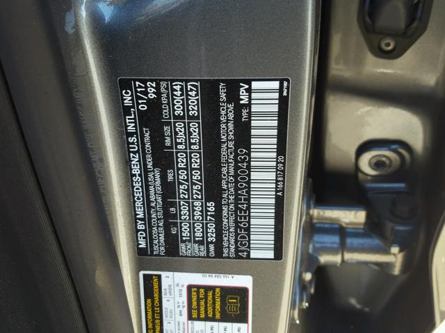 Photo 9 VIN: 4JGDF6EE4HA900439 - MERCEDES-BENZ GLS 450 