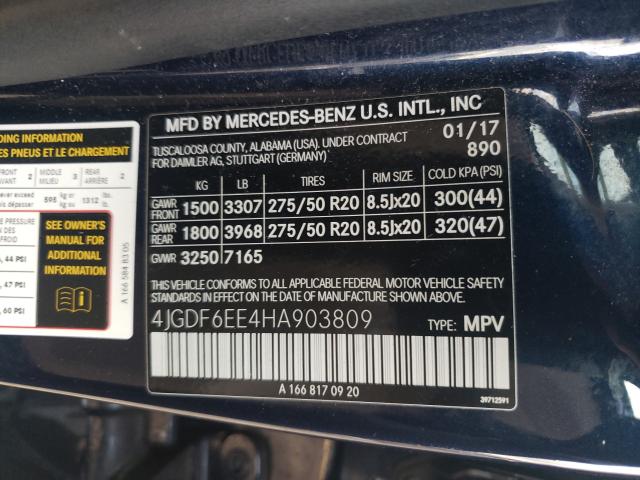 Photo 9 VIN: 4JGDF6EE4HA903809 - MERCEDES-BENZ GLS 450 4M 