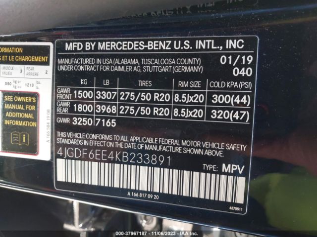 Photo 8 VIN: 4JGDF6EE4KB233891 - MERCEDES-BENZ GLS 