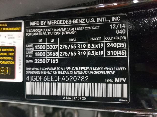 Photo 9 VIN: 4JGDF6EE5FA520782 - MERCEDES-BENZ GL 450 4MA 