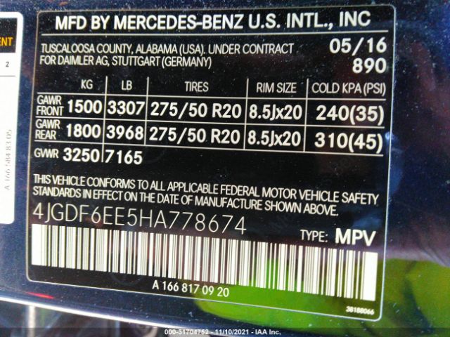 Photo 8 VIN: 4JGDF6EE5HA778674 - MERCEDES-BENZ GLS 