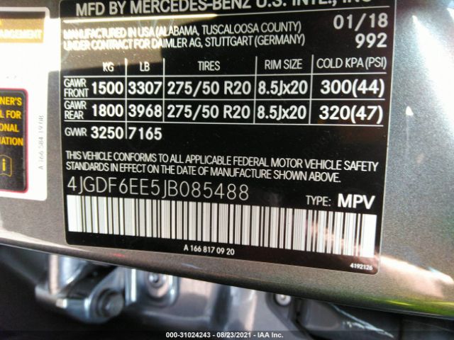 Photo 8 VIN: 4JGDF6EE5JB085488 - MERCEDES-BENZ GLS 