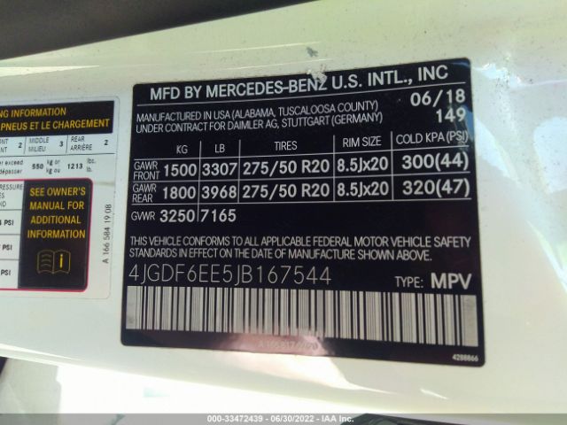 Photo 8 VIN: 4JGDF6EE5JB167544 - MERCEDES-BENZ GLS 