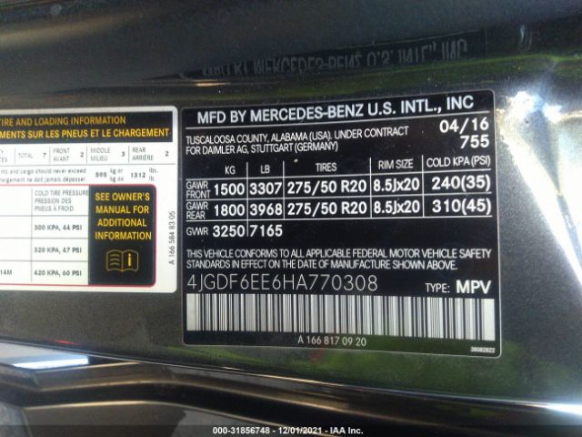 Photo 8 VIN: 4JGDF6EE6HA770308 - MERCEDES-BENZ GLS 