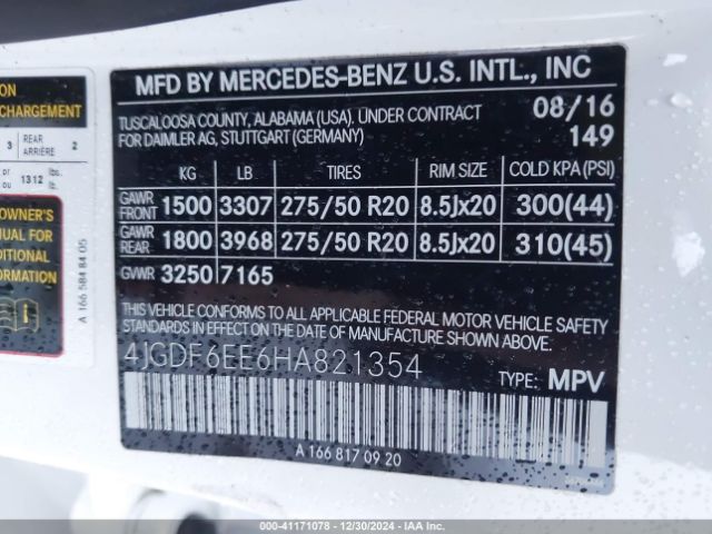 Photo 8 VIN: 4JGDF6EE6HA821354 - MERCEDES-BENZ GLS-CLASS 