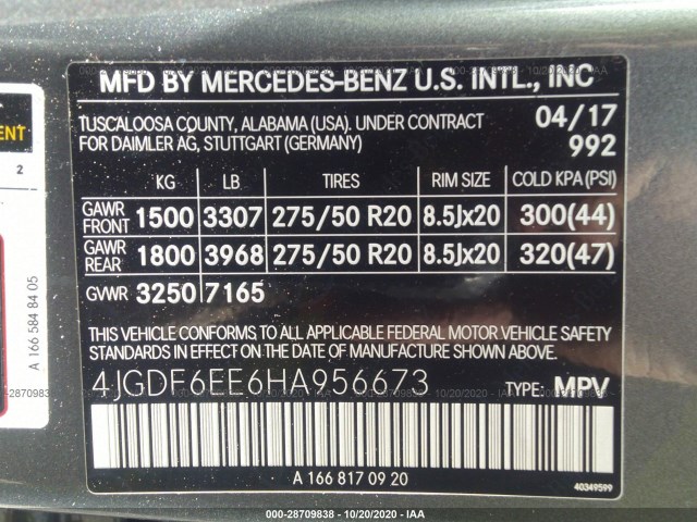 Photo 8 VIN: 4JGDF6EE6HA956673 - MERCEDES-BENZ GLS 