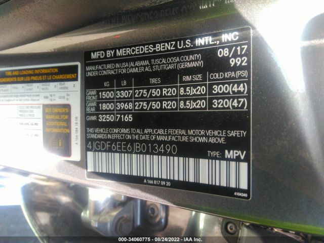 Photo 8 VIN: 4JGDF6EE6JB013490 - MERCEDES-BENZ GLS 