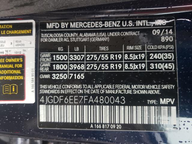 Photo 9 VIN: 4JGDF6EE7FA480043 - MERCEDES-BENZ GL 450 