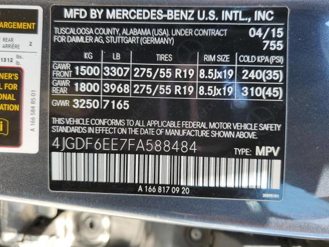 Photo 9 VIN: 4JGDF6EE7FA588484 - MERCEDES-BENZ GL-CLASS 