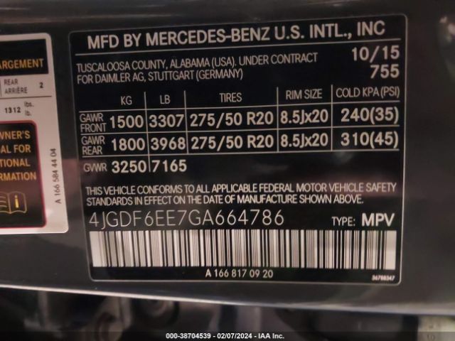 Photo 8 VIN: 4JGDF6EE7GA664786 - MERCEDES-BENZ GL 450 