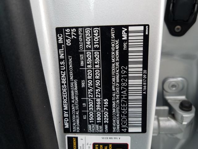 Photo 9 VIN: 4JGDF6EE7HA782192 - MERCEDES-BENZ GLS 450 