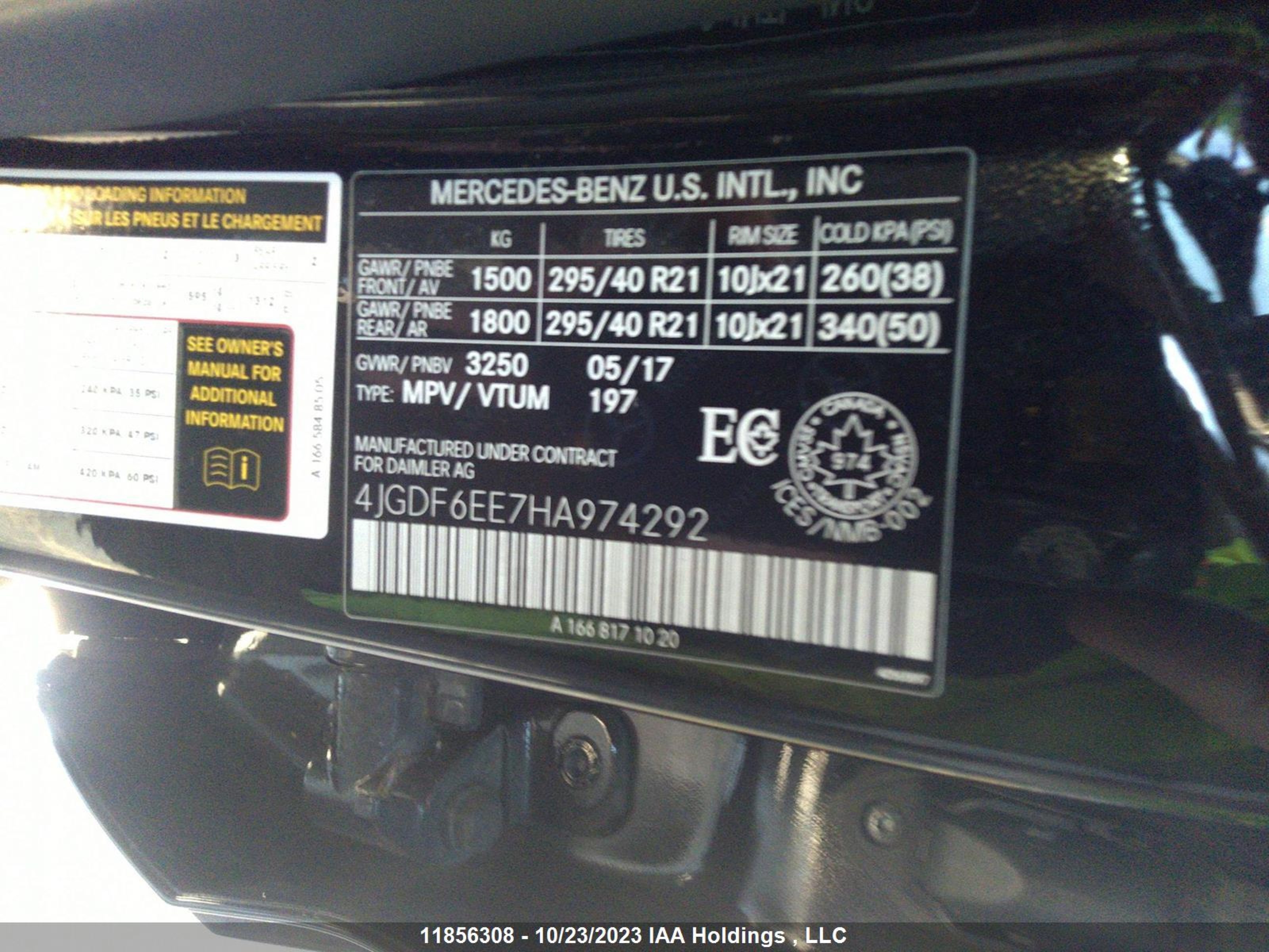 Photo 8 VIN: 4JGDF6EE7HA974292 - MERCEDES-BENZ NULL 