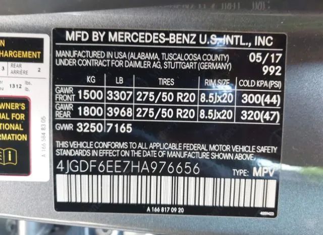 Photo 8 VIN: 4JGDF6EE7HA976656 - MERCEDES-BENZ GLS 