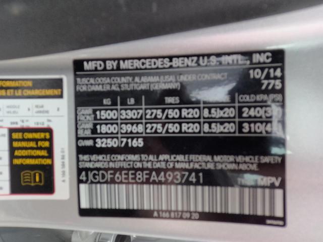 Photo 9 VIN: 4JGDF6EE8FA493741 - MERCEDES-BENZ GL 450 4MA 