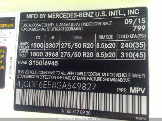 Photo 8 VIN: 4JGDF6EE8GA649827 - MERCEDES-BENZ GL 