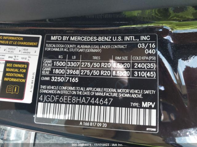 Photo 8 VIN: 4JGDF6EE8HA744647 - MERCEDES-BENZ GLS 450 