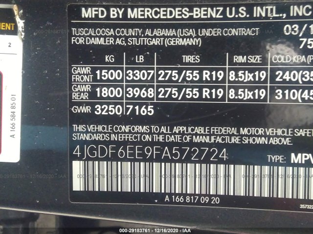 Photo 8 VIN: 4JGDF6EE9FA572724 - MERCEDES-BENZ GL-CLASS 