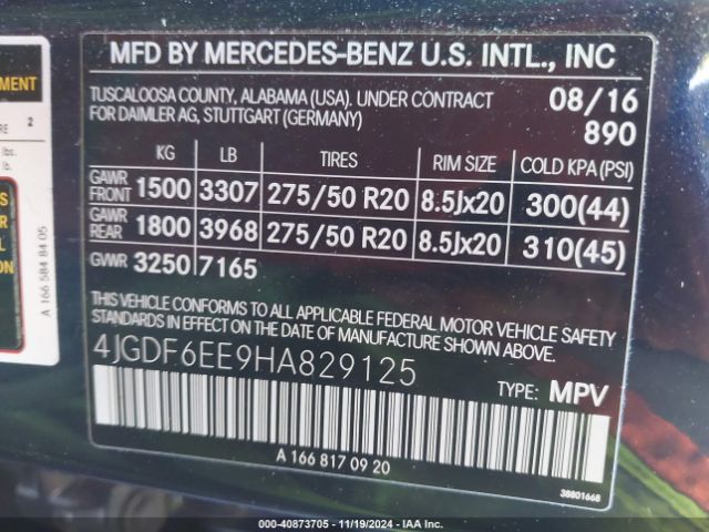 Photo 8 VIN: 4JGDF6EE9HA829125 - MERCEDES-BENZ GLS-CLASS 