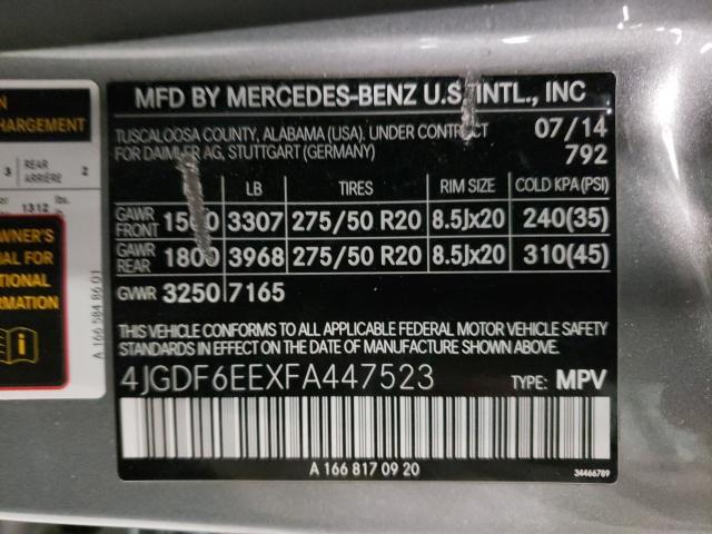 Photo 9 VIN: 4JGDF6EEXFA447523 - MERCEDES-BENZ GL 450 4MA 