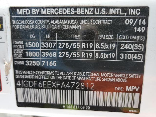 Photo 9 VIN: 4JGDF6EEXFA472812 - MERCEDES-BENZ GL 450 4MA 