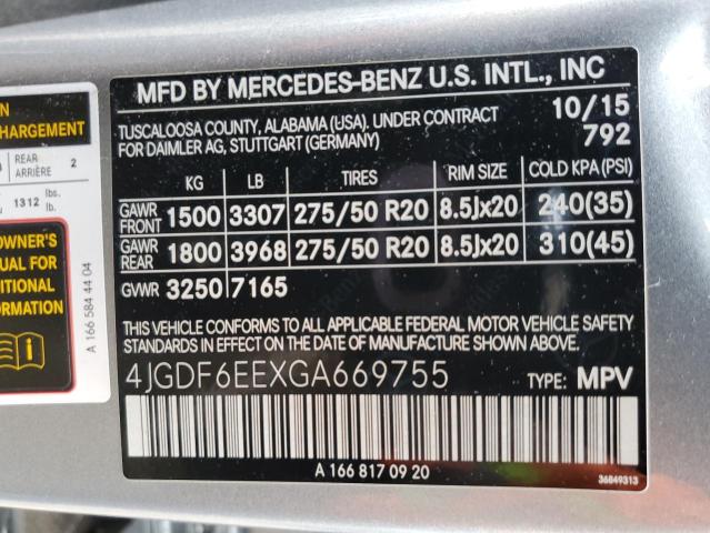 Photo 12 VIN: 4JGDF6EEXGA669755 - MERCEDES-BENZ GL 450 4MA 