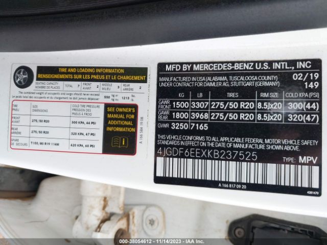 Photo 8 VIN: 4JGDF6EEXKB237525 - MERCEDES-BENZ GLS 450 