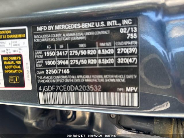 Photo 8 VIN: 4JGDF7CE0DA203532 - MERCEDES-BENZ GL 450 